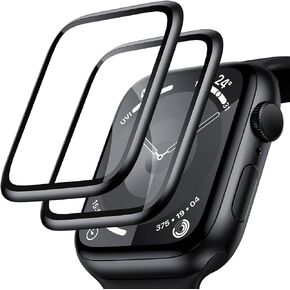 MRYUESG 2 Pack Screen Protectors Compatible with Apple Watch Screen Protector, Aluminum Alloy Metal Frame + 9H Tempered Glass, Designed for Apple Watch Series SE 6 5 4, for iWatch 40mm_Black