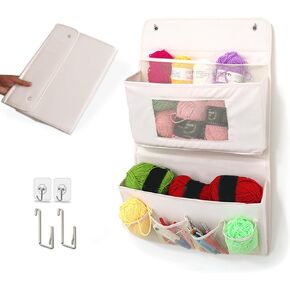 Knitting Bag for Yarn Storage, The Ultimate Crocheting & Knitting Accessories Organizer, Transparent Wall or Door Display, Easy Access to Your Crochet Kit, Perfect for Yarn Beginners (Beige) in Saudi Arabia