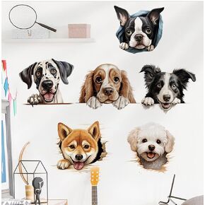 Wall Decals Puppy Dog Peel and Stick for Bedroom Kids Room Decor