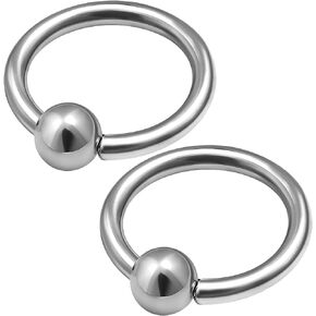 2Pcs Surgical Steel 14 Gauge Captive Bead Ring Piercing Jewelry Eyebrow Septum Nose Tragus Cartilage 4mm Ball More Choices