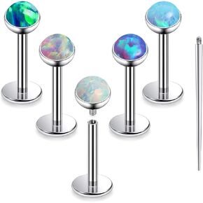 16G F136 Titanium Lip Rings Labret Jewelry Internally Threaded Monroe Lip Ring Medusa Snake Bite Piercing Jewelry Conch Tragus Forward Helix Cartilage Earring Studs Opal Piercing Jewelry