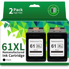 TEINO 61XL 61 Black Ink Cartridge for HP Printers Remanufactured Replacement for HP Ink 61 61XL for HP Envy 4500 5530 4502 5535 OfficeJet 4630 4635 4632 DeskJet 2540 1010 3050a 2542 3510 (2 Black)