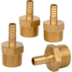 4 pcs Brass Barb Fitting 3/8" Hose ID x 3/4" Male