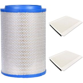 P606720 Engine air filter (Blue) & P606555 Cabin Air Filter Compatible with Volvo VNL, VN, VNM, VNX, VHD, VAH Replaces 21715813, RS4642, P606720, LAF9201