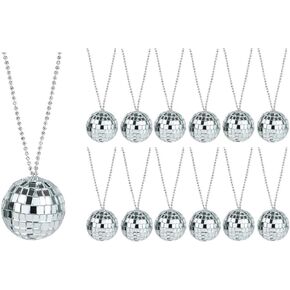 70s Mirror Disco Ball Necklace Assortment - Chain. Costume Accessory Jewelry