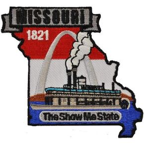 Missouri State Shaped Map Embroidered Patch, with Iron-On Adhesive