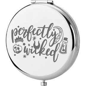 KEYCHIN Villains Movie Pocket Mirror Evil Queen Fans Gifts Perfectly Wicked Halloween Compact Mirror for Women Girl Teenagers (Perfectly Wicked Mirror-S)