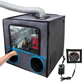Paint Spray Enclosure Kit for Resin Printers and 3D Printers, Ventilation Fan and Speed Control, Exhaust Smoke and Odors, 2 Front Sleeves,Low Noise,for Model Polishing and Painting,Resin Model Curing