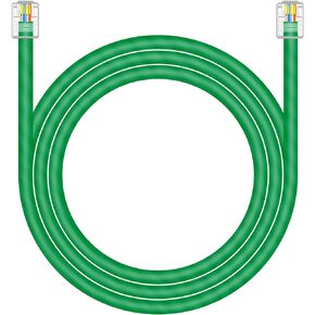 CAT5E RJ11 Data Cable DSL Cable 6ft Heavy Duty High-Speed DSL Modem Cable UTP Compatible with ATT RJ11 6P4C Male to Male Green - 6 Feet