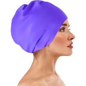 Oversized Swimming Cap - English Long Bag (125g), Adult Black Women's Swimming Cap for Braids and Fear Long Braids