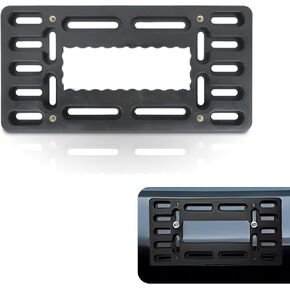 1 PC Car License Plate Frame, 12.08" x 6.02" Hollow Design Bumper Label Frame Mounting Adapter US License Plate Base Bracket, Mounting Accessories, Compatible with Most Car Models (Black)