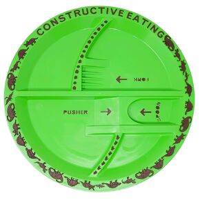 Constructive Eating Dinosaur Plate for Toddlers, Infants, Babies and Kids - Flatware Toys are Made in The USA Using Materials Tested for Safety
