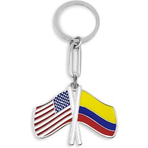 Colombia Flag and USA Flag Keychain