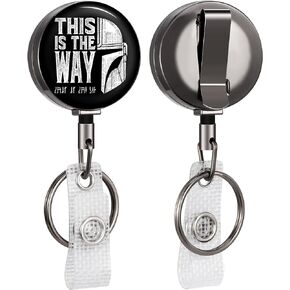 Jupswan Badge Reels Holder Retractable Keychain Heavy Duty with ID Clip for Key Card Name Tag Cool Cartoon This is The Way Nurse Work Office Key Retractor Leash Black Metal Belt Clip ZJK255