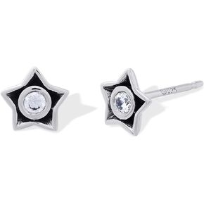 Boma Jewelry Sterling Silver Star Stud Earrings with CZ Cubic Zirconia
