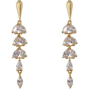 Long Crystal Earrings for Women Teen Girls Elegant Teardrop Sparkly Vintage Lightweight Statement Chain Stud Earrings Wedding Prom Party Jewelry Gifts