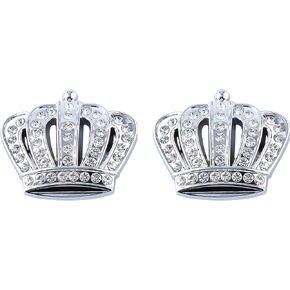 2PCS Bling Crown Crystal Diamond Crown Emblems Stickers Decals Decoration, Car Side Rear Trunk Emblem Universal Exterior & Interior Car Accessory (Silver Big)