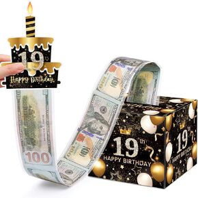 13th Birthday Money Box for Cash Gift, Surprise Pull Out Money Gift Box with 100Pcs Transparent Bags - Fun Ways to Give Cash as A 13th Birthday Gift for Girls Boys