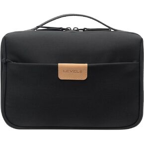 LEVEL8 Travel Toiletry Bag for Women Men, Travel Organizer Water Repellent, Makeup Organizer with Hang Hook for Travel Accessories, Large/Black