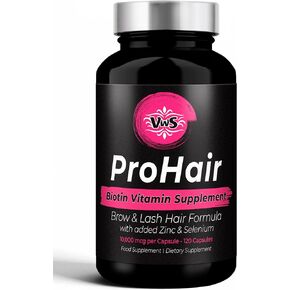 VWS Biotin 10,000 mcg Dietary Supplement w/Zinc & Selenium to Promote Thicker Hair Growth, Stronger Nails & Healthy Skin for Women and Men, 60 Vegan Capsules