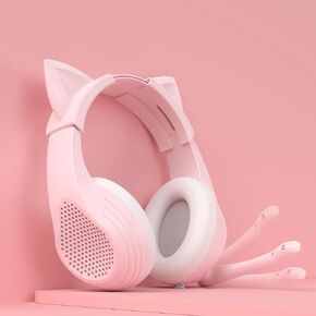 أحدث سماعة رأس للألعاب باللون الوردي مع ميكروفون للكمبيوتر الشخصي وPS5 وMac وXbox وPS4 وسماعات رأس ستيريو بصوت محيطي فوق الأذن مع ميكروفون لأجهزة الكمبيوتر المحمول والهواتف الذكية والأجهزة اللوحية