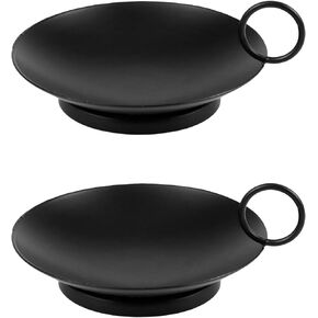 حوامل شمعدان حديدية للشموع العمودية المزخرفة، حامل طبق شمعة، أسود (عبوة من 2) in Kuwait