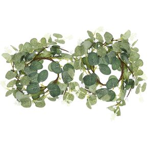 8cm Candle Ring Artifical Green Wreaths: 2Pcs Mini Eucalyptus Wreath for Easter Wedding Home Farmhouse Kitchen