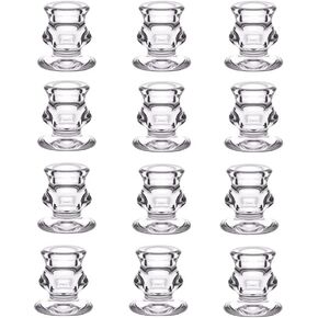 مجموعة حوامل شمعدان زجاجية من AnRui مكونة من 12 قطعة، حوامل شموع مستدقة من الكريستال الشفاف السائبة، حامل عصي شموع صغيرة لطيفة لحفلات الزفاف وحفلات عيد الميلاد وديكور طاولة الطعام المركزية in Kuwait