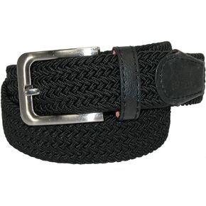 CTM® Men's Elastic Braided Stretch Belt with Silver Buckle