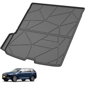 Custom Fit for Cargo Liner 2016-2024 Volvo XC90 - Black TPE All Weather Heavy Duty Waterproof Rear Cargo Tray Trunk Floor Mat Protector