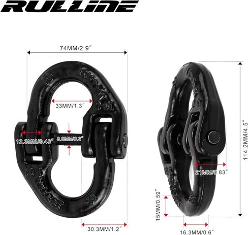 RULLINE 2-Pack 1/2" Heavy-Duty Safety Chain Connector: G80 Tow Hitch Hammerlock Coupling Link with 12000 lbs Load Capacity in Saudi Arabia