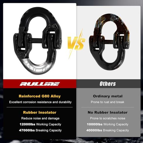 RULLINE 2-Pack 1/2" Heavy-Duty Safety Chain Connector: G80 Tow Hitch Hammerlock Coupling Link with 12000 lbs Load Capacity in Saudi Arabia