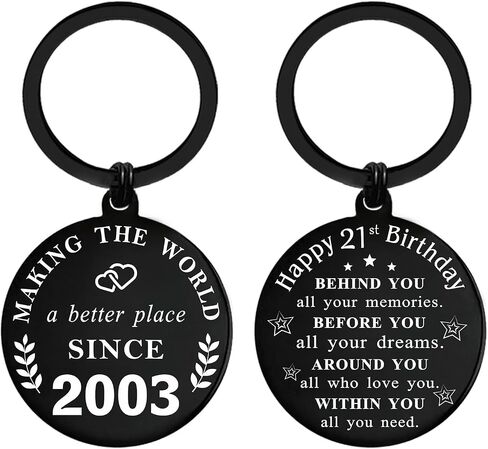21 Year Old Birthday Gifts - Born in 2003 Birthday Keychain - 21st Birthday Gifts for Men Women in Saudi Arabia