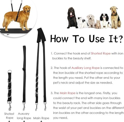 Yuehuam الكلب الاستمالة الأشرطة البطن، النايلون الكلب الاستمالة الحلقات تمديد حزام الحيوانات الأليفة الاستحمام ضبط النفس الفرقة مع D- حلقات الكلب حلقة لاستمالة الجدول الاستمالة الذراع الكلب الاستمالة الإمدادات in Kuwait