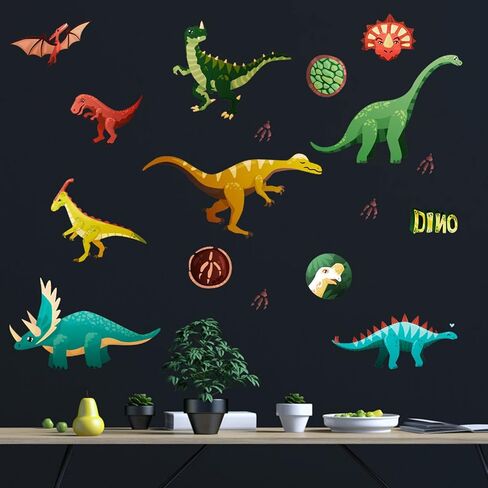 ملصقات جدار الديناصورات المضيئة الإبداعية مجموعة ملصقات الديناصورات الكرتونية المضيئة، مناسبة لغرفة النوم وغرفة المعيشة، مناسبة لعيد الميلاد وهدايا عيد الميلاد للفتيات والفتيان in Kuwait