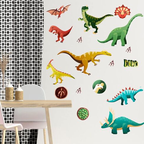 ملصقات جدار الديناصورات المضيئة الإبداعية مجموعة ملصقات الديناصورات الكرتونية المضيئة، مناسبة لغرفة النوم وغرفة المعيشة، مناسبة لعيد الميلاد وهدايا عيد الميلاد للفتيات والفتيان in Kuwait