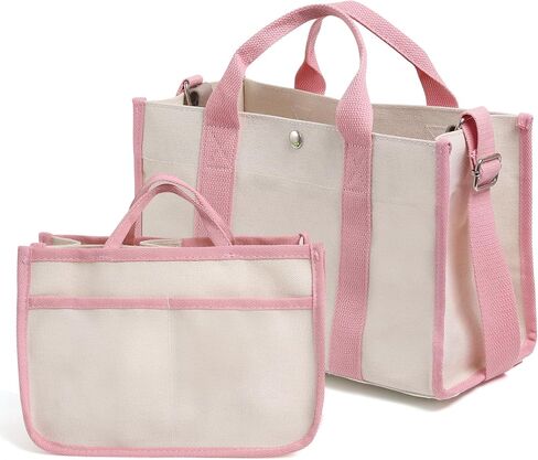 حقيبة حمل من القماش للنساء، حقيبة حمل لكل شيء للسفر مع مقصورات، حقيبة حمل من القماش على الجسم مع جيوب in Kuwait