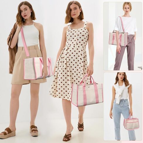 حقيبة حمل من القماش للنساء، حقيبة حمل لكل شيء للسفر مع مقصورات، حقيبة حمل من القماش على الجسم مع جيوب in Kuwait