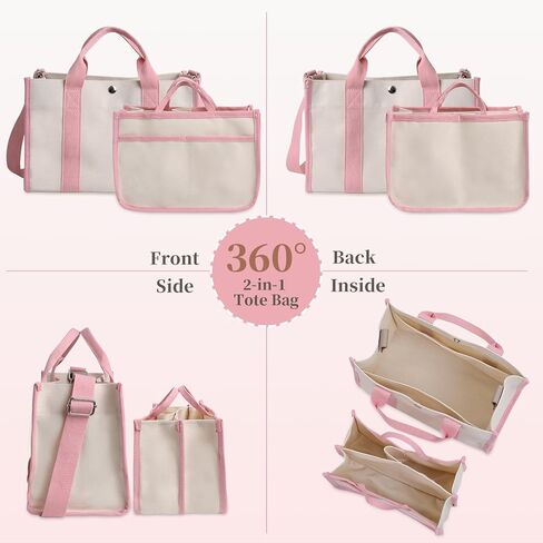 حقيبة حمل من القماش للنساء، حقيبة حمل لكل شيء للسفر مع مقصورات، حقيبة حمل من القماش على الجسم مع جيوب in Kuwait