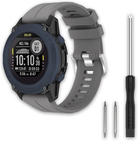 أحزمة رياضية TopPerfekt متوافقة مع سوار الساعة الشمسية Garmin Descent G1، استبدال حزام الساعة السيليكون الناعم القابل للتعديل لـ Garmin Descent G1 Solar/Descent G1 in Kuwait