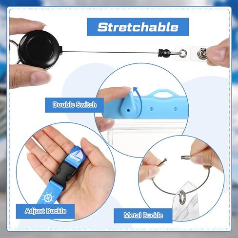 Teling 12 Pcs Cruise Accessories Kit includes 3 Cruise Lanyards with Detachable Clear Badge Holder 6 Cruise Luggage Tag Holder with Metal Loop 6 Waterproof Phone Pouch Carnival (Black, Blue, White) in Saudi Arabia