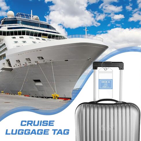 Teling 12 Pcs Cruise Accessories Kit includes 3 Cruise Lanyards with Detachable Clear Badge Holder 6 Cruise Luggage Tag Holder with Metal Loop 6 Waterproof Phone Pouch Carnival (Black, Blue, White) in Saudi Arabia