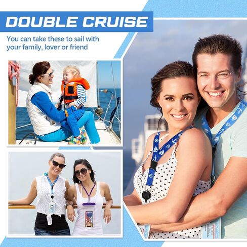 Teling 12 Pcs Cruise Accessories Kit includes 3 Cruise Lanyards with Detachable Clear Badge Holder 6 Cruise Luggage Tag Holder with Metal Loop 6 Waterproof Phone Pouch Carnival (Black, Blue, White) in Saudi Arabia