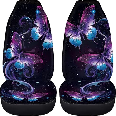 Purple Butterfly Galaxy Auto Car Seat Cover for Cars, Trucks, Vans, SUV, Vehicle Seat Cover Auto Saddle Blankets Driver Seat Protector Covers Full Set of 2 in Saudi Arabia