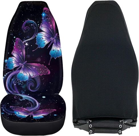 Purple Butterfly Galaxy Auto Car Seat Cover for Cars, Trucks, Vans, SUV, Vehicle Seat Cover Auto Saddle Blankets Driver Seat Protector Covers Full Set of 2 in Saudi Arabia