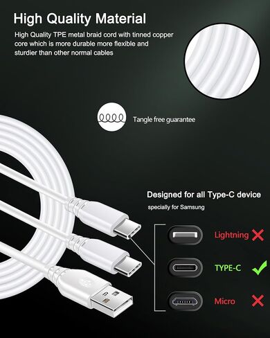 شاحن Samsung S24 USB C شحن سريع لهاتف iPhone 15 Pro Max 15Pro Plus، شاحن حائط USBC + كابل USB-C لأجهزة Android Samsung Galaxy S24 S23، Google Pixel 8 Pro 7، سلك كتلة شاحن USB C مزدوج المنفذ in Kuwait