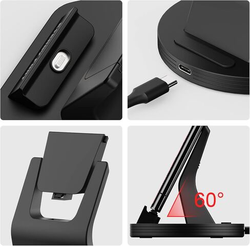 قاعدة شحن MOSHOU USB C تدعم النوع C، Micro، جهاز IOS، حامل شاحن سطح المكتب USB C المغناطيسي متوافق مع iPhone، Samsung، Oneplus، Realme، Xiaomi، Huawei، QC4.0/QC3.0 شحن سريع in Kuwait