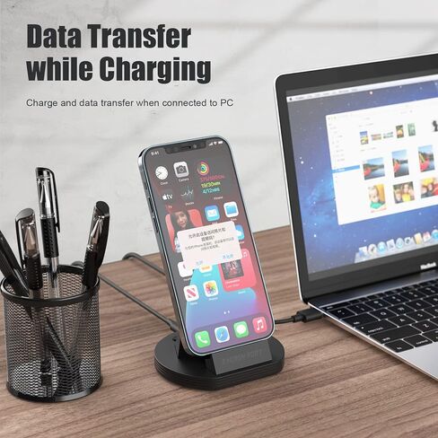 قاعدة شحن MOSHOU USB C تدعم النوع C، Micro، جهاز IOS، حامل شاحن سطح المكتب USB C المغناطيسي متوافق مع iPhone، Samsung، Oneplus، Realme، Xiaomi، Huawei، QC4.0/QC3.0 شحن سريع in Kuwait