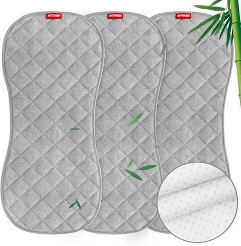 Moonsea Quilted Thicker Changing Pad Liner Waterproof, Fit for Changing Pads 3 Pack, Non-Slip Back Design Reusable Pads Machine Washable, Light Grey in Saudi Arabia