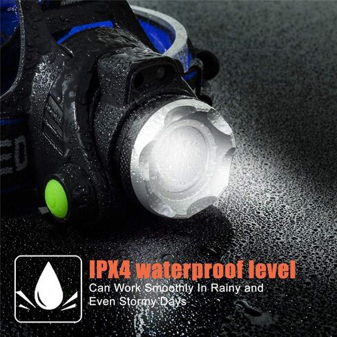Super Bright Headlamp, USB Rechargeable Led Head Lamp, IPX4 Zoomable Waterproof Headlight with 4 Modes, Hard Hat Light Perfect for Camping, Hiking, Outdoors, Hunting, Running in Saudi Arabia